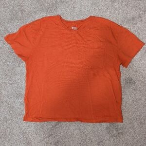Time and True Large Orange Oversized Cropped shirt